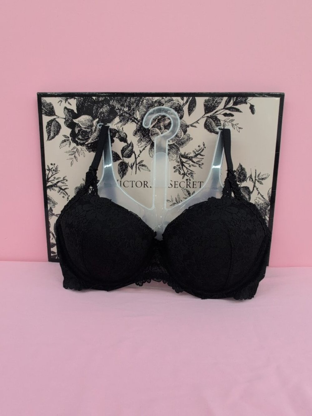 Victoria Secret Pink Wink Lightly Lined Balconette Bra 34D Black